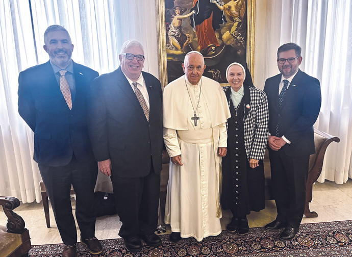 Pope Francis with sister Gramick and New Ways Ministry representatives
