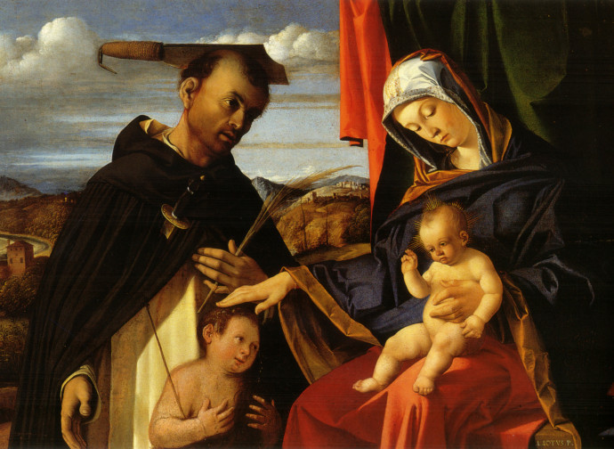 Saint Peter of Verona next to Virgin Mary with Her child