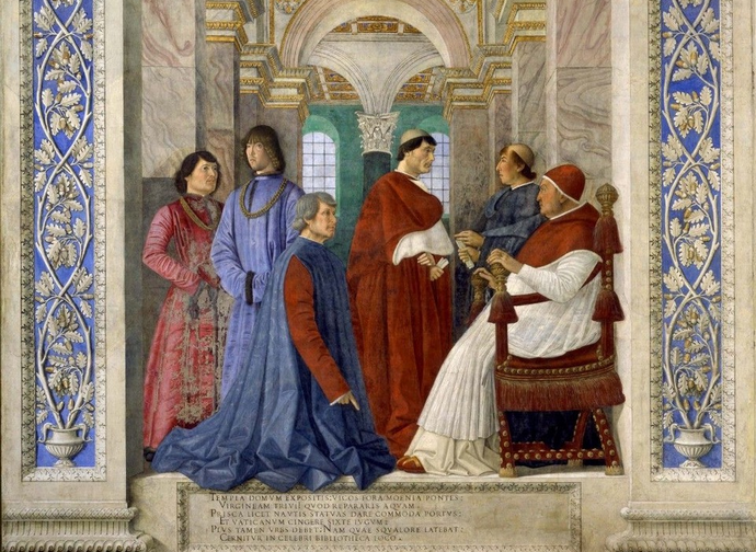 Sixtus IV and Platina, Melozzo da Forlì