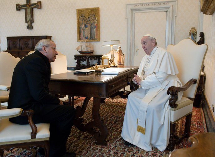 Father Rupnik with Pope Francis